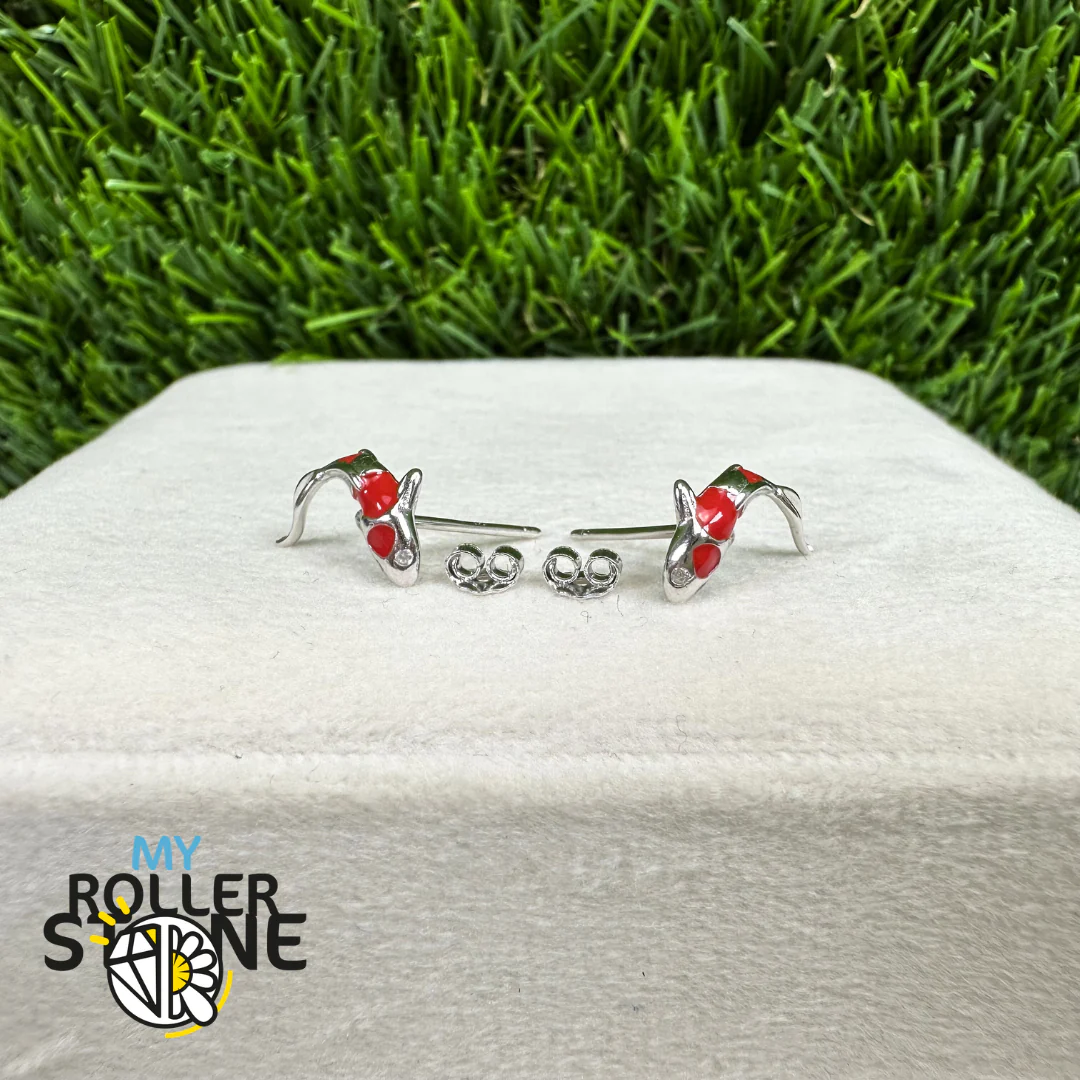 Boucle d'Oreille Carpe Koï en Argent 925 Sterling & Zirconiums Cubique - Image 2