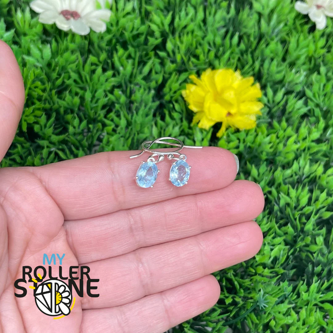 Boucles d'oreilles Argent 925 Aigue-Marine  #A1