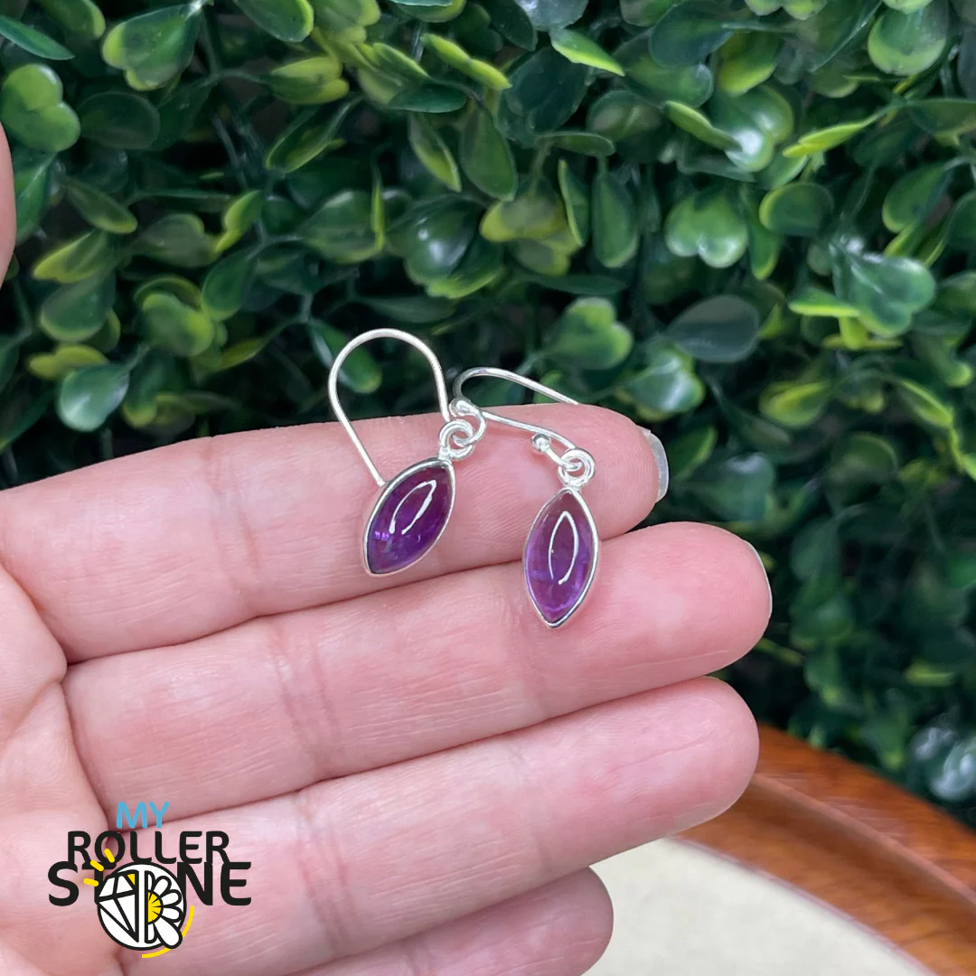 Boucles d'oreilles Argent 925 Améthyste Marquise