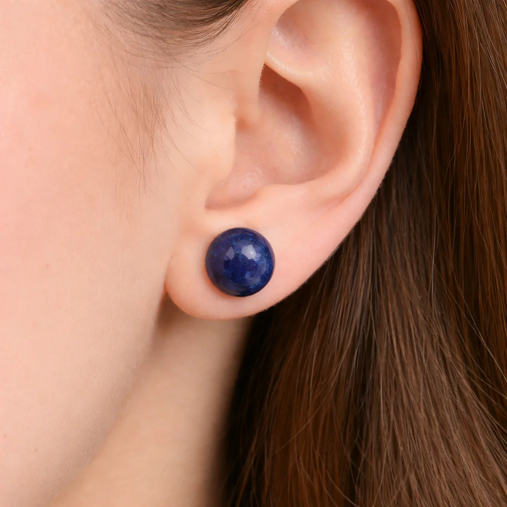 Boucles d'Oreilles Perles Lapis Lazuli Argent 925 - Image 3