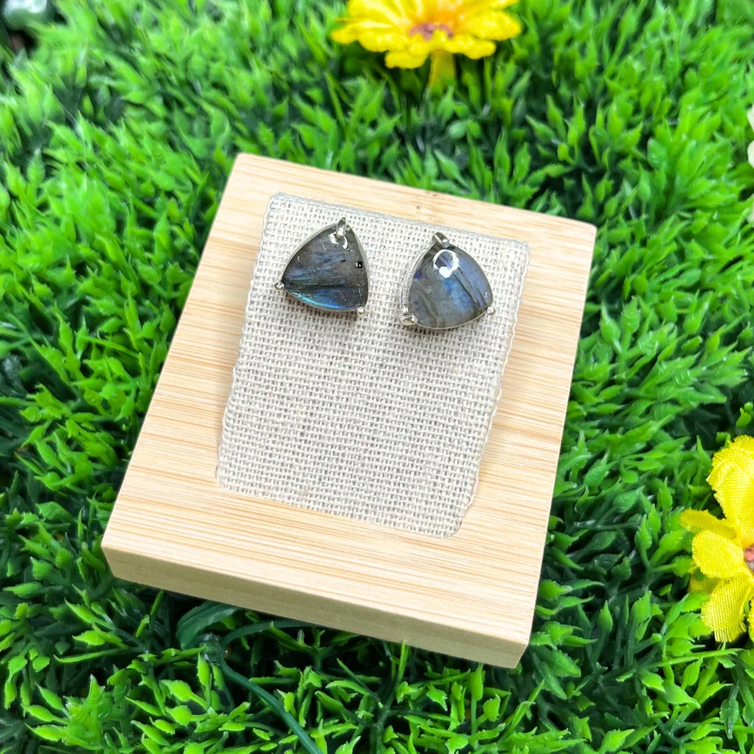 Boucles d'Oreilles Argent Triangle (5 variantes de pierres) - Image 4
