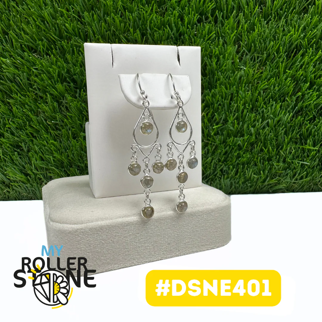 Boucles D'Oreilles Design Attrape Rêve Goutte Labradorite en Argent 925 #DSNE401 - Image 2