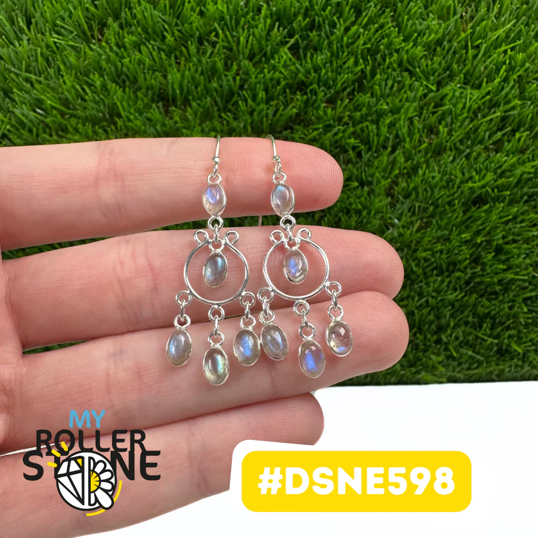 Boucles D'Oreilles Design Attrape Rêve Labradorite en Argent 925 #DSNE598