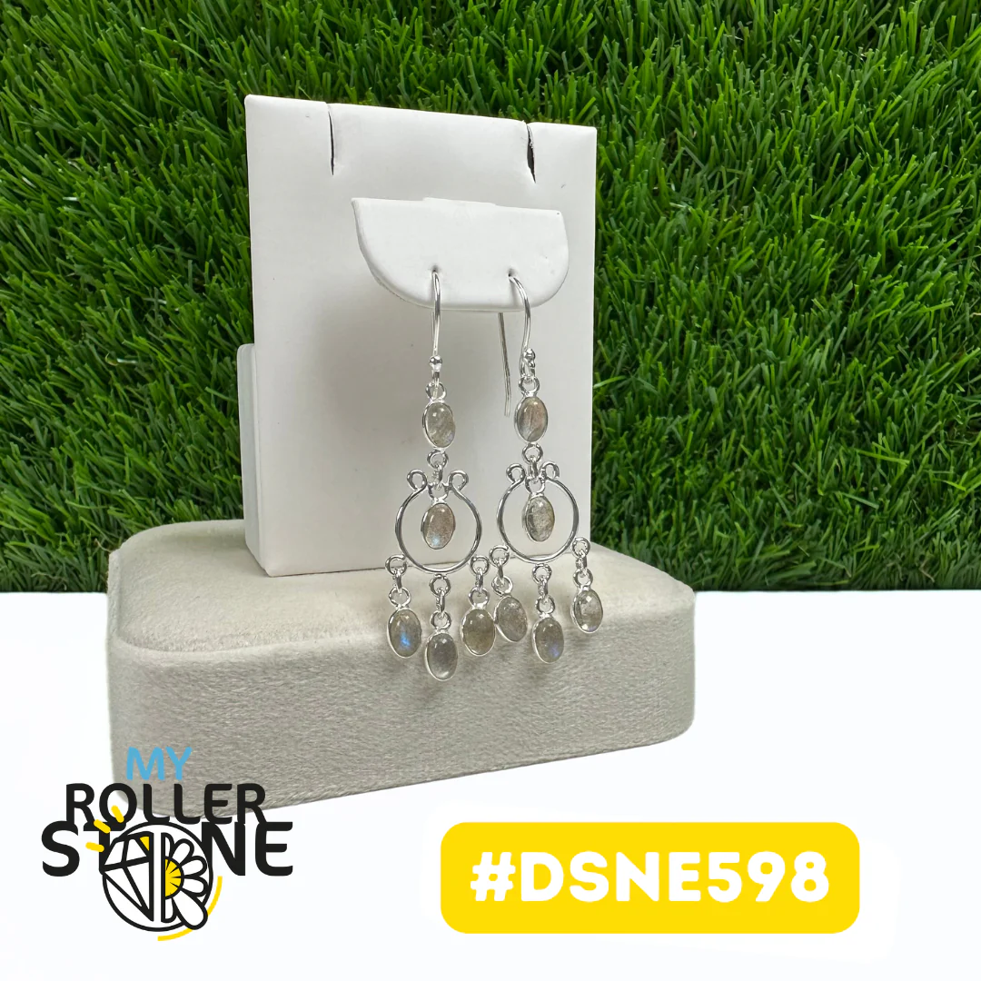 Boucles D'Oreilles Design Attrape Rêve Labradorite en Argent 925 #DSNE598 - Image 2