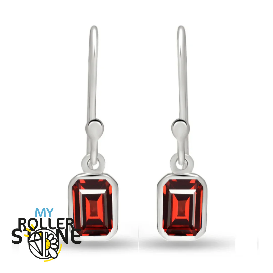 Boucles d'oreilles Grenat Octogonal 6X4 MM