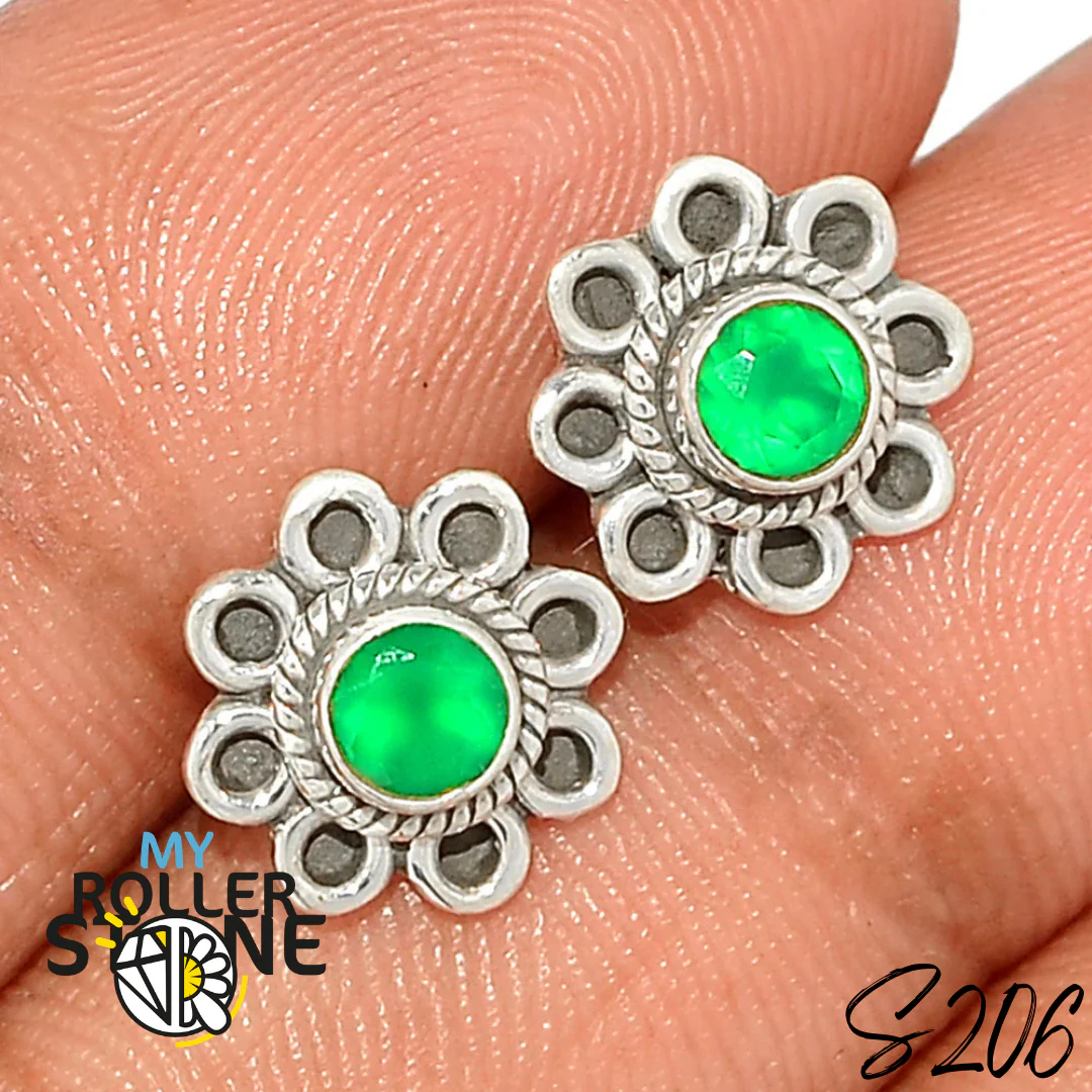Boucles d'oreilles Onyx verte S206