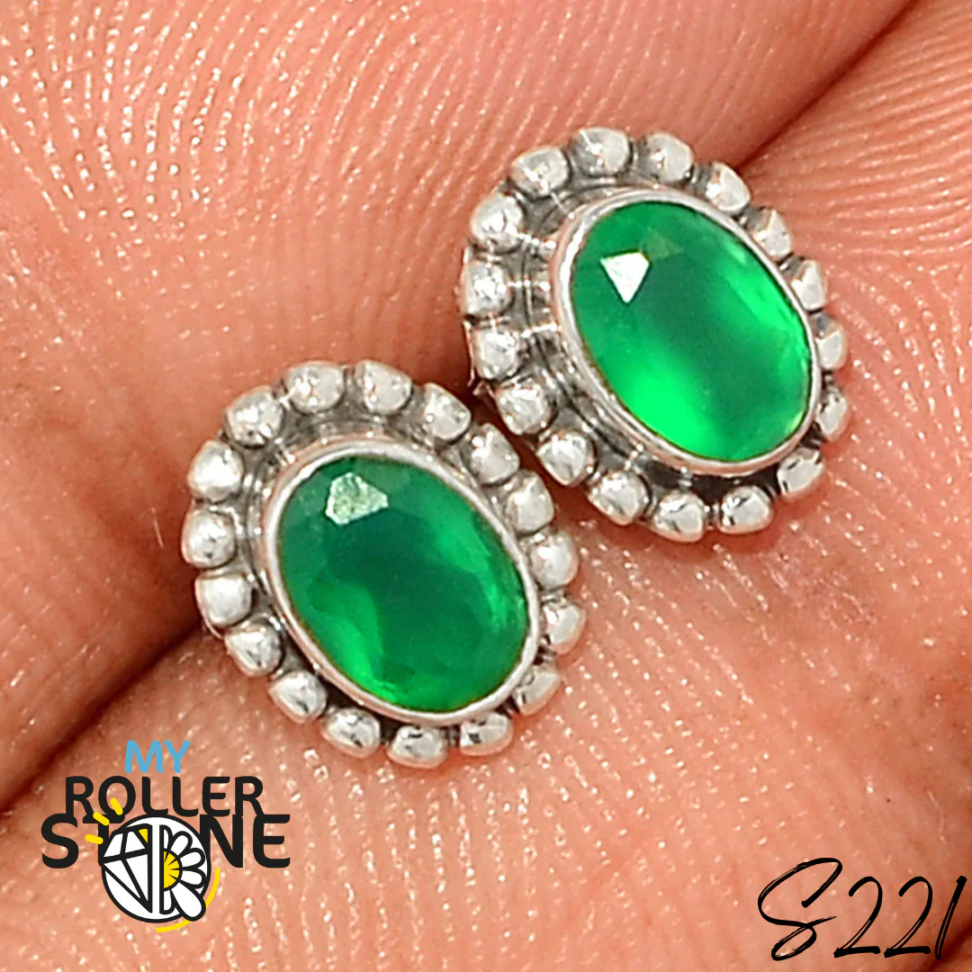 Boucles d'oreilles Onyx verte S221