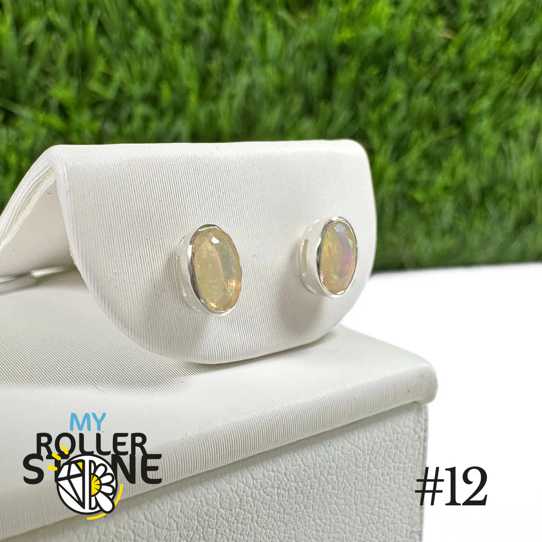 Boucles d'oreilles Opale Éthiopienne Oval 5X3 MM En Argent 925 #12