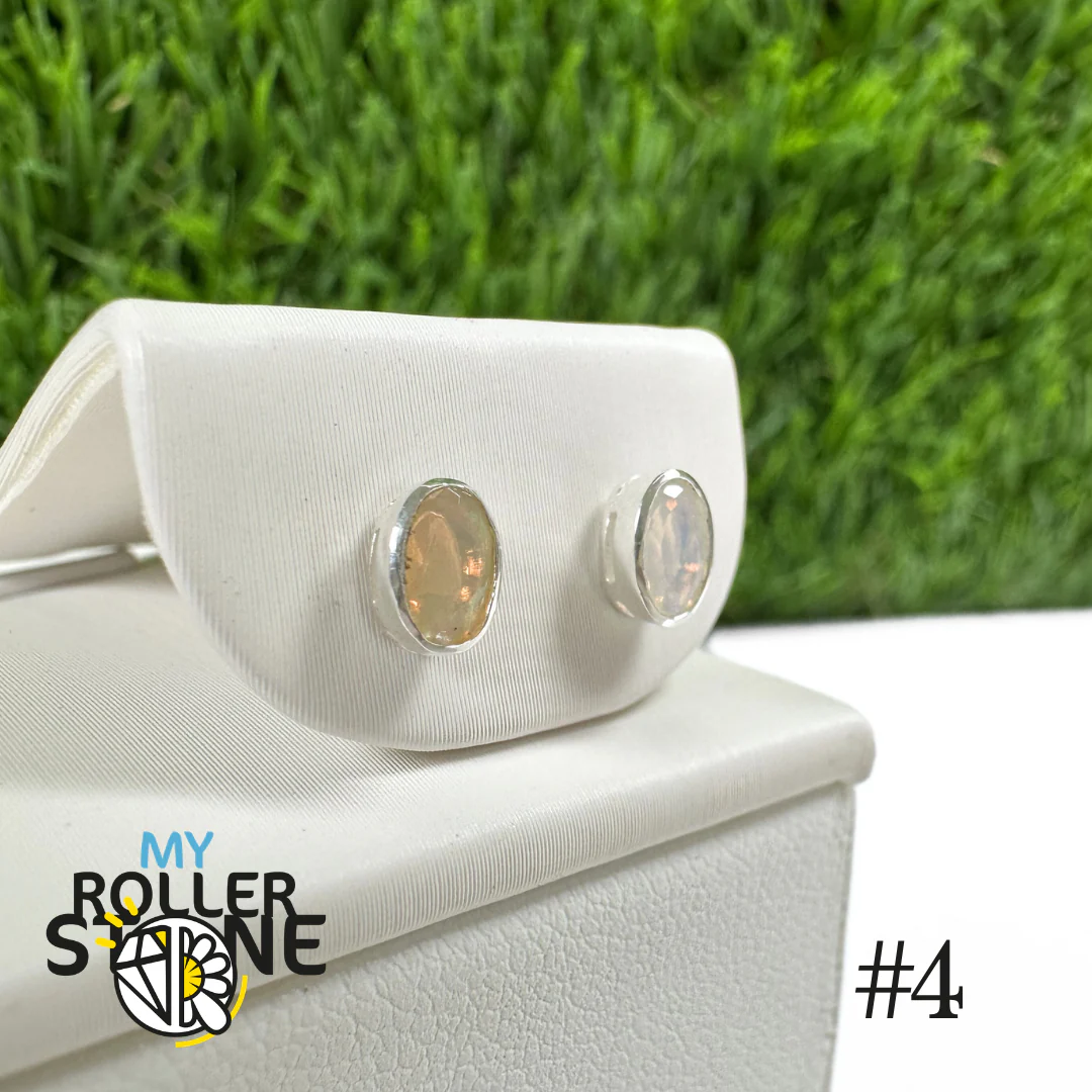 Boucles d'oreilles Opale Éthiopienne Oval 5X3 MM En Argent 925 #4