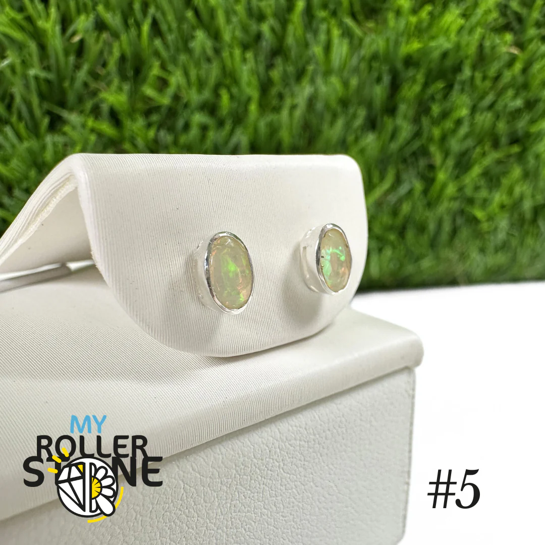 Boucles d'oreilles Opale Éthiopienne Oval 5X3 MM En Argent 925 #5
