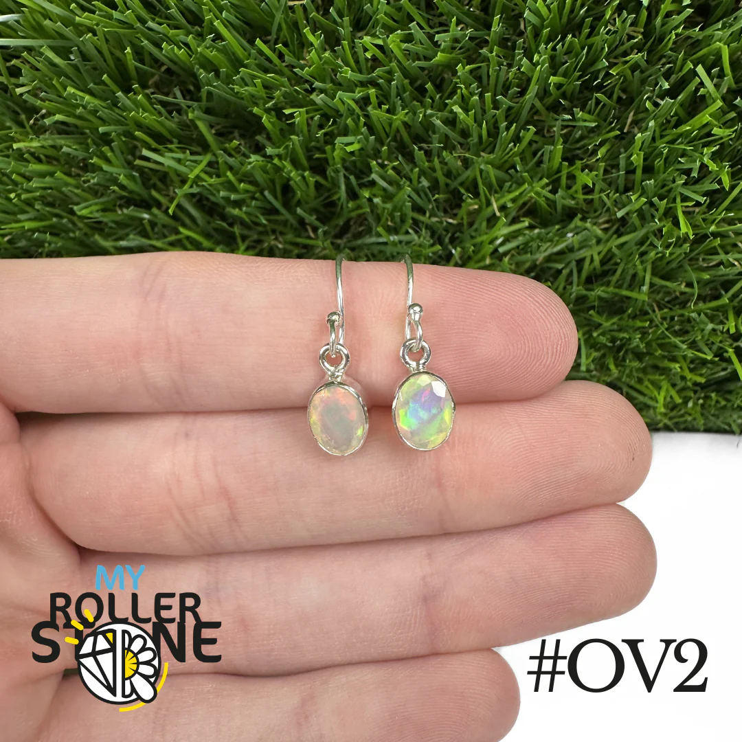 Boucles d'oreilles Opale Éthiopienne Ovale 9X7 MM En Argent 925 - Image 2