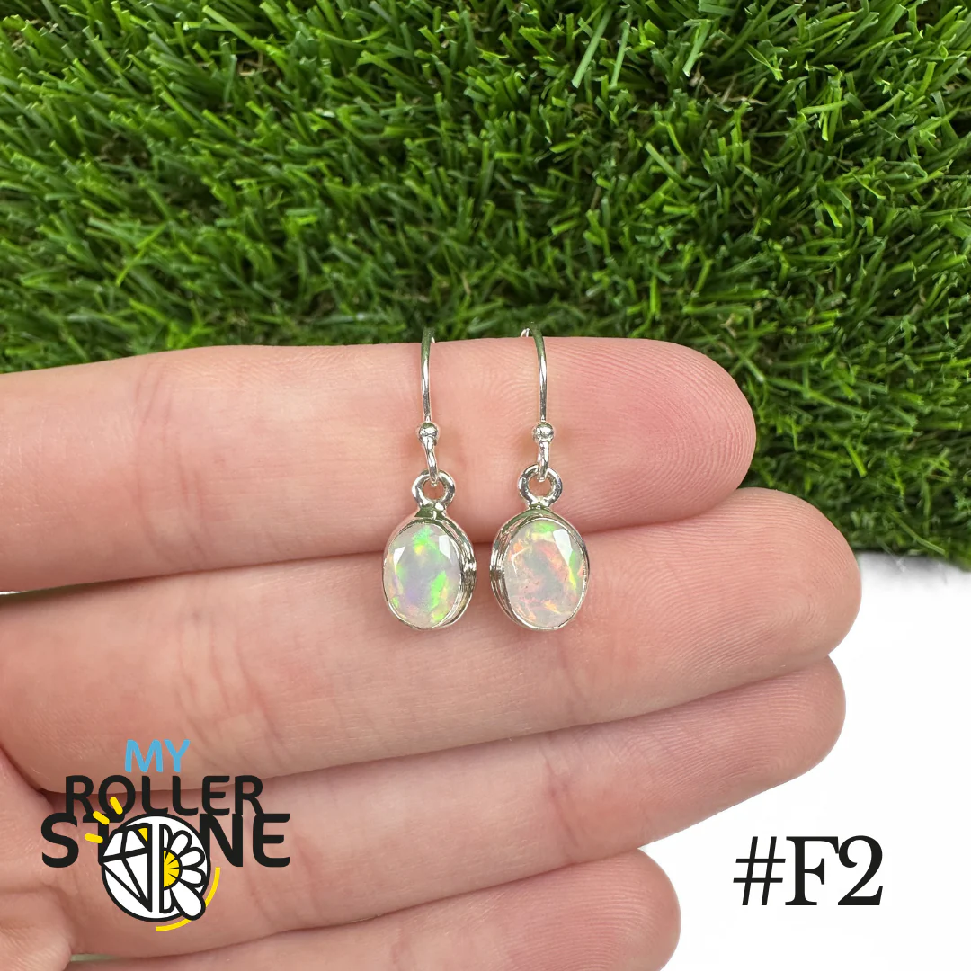 Boucles d'oreilles Opale Éthiopienne Ovale Rebord 9X8 MM En Argent 925 - Image 2