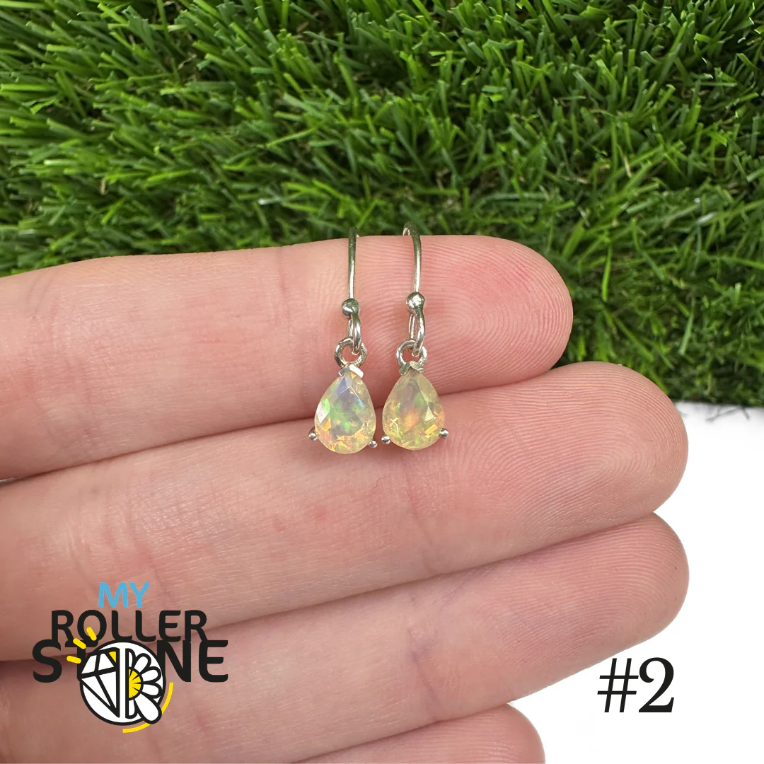 Boucles d'oreilles Opale Éthiopienne Poire 7X5 MM En Argent 925 #2