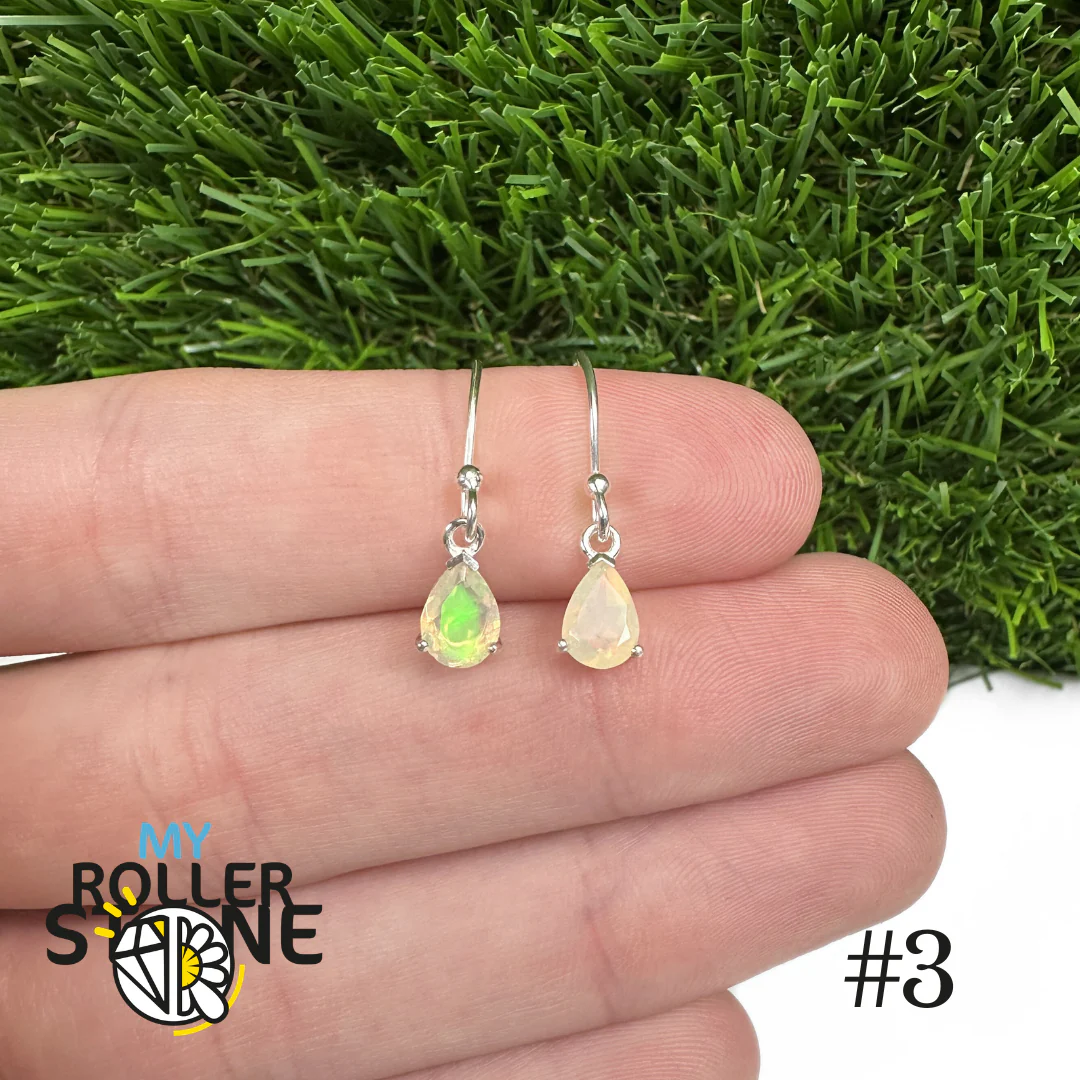 Boucles d'oreilles Opale Éthiopienne Poire 7X5 MM En Argent 925 #3