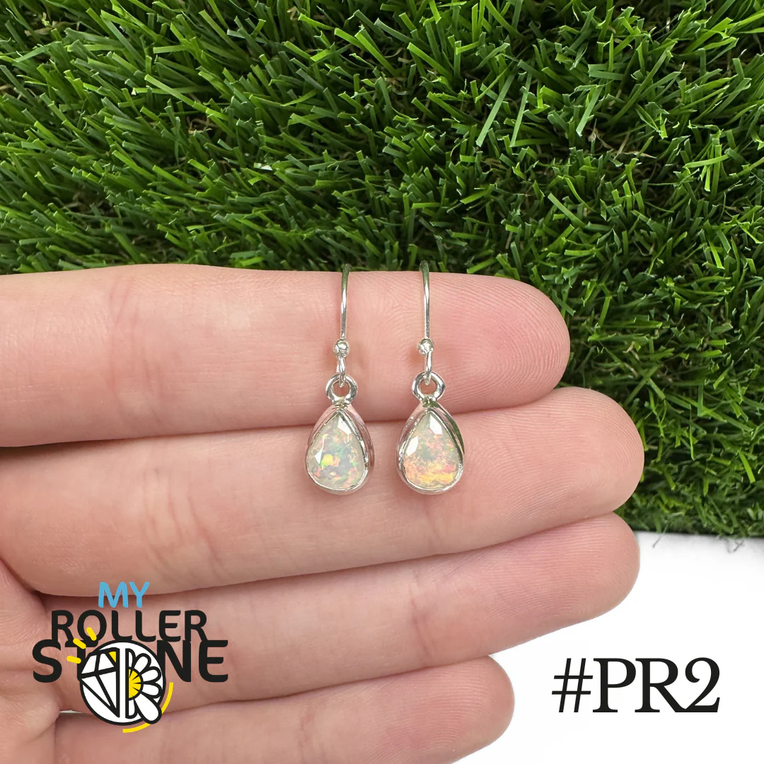Boucles d'oreilles Opale Éthiopienne Poire Rebord 9X7 MM En Argent 925 - Image 2