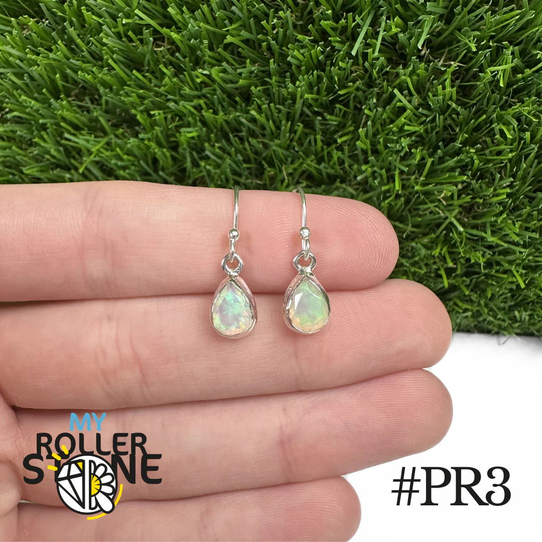 Boucles d'oreilles Opale Éthiopienne Poire Rebord 9X7 MM En Argent 925 - Image 3