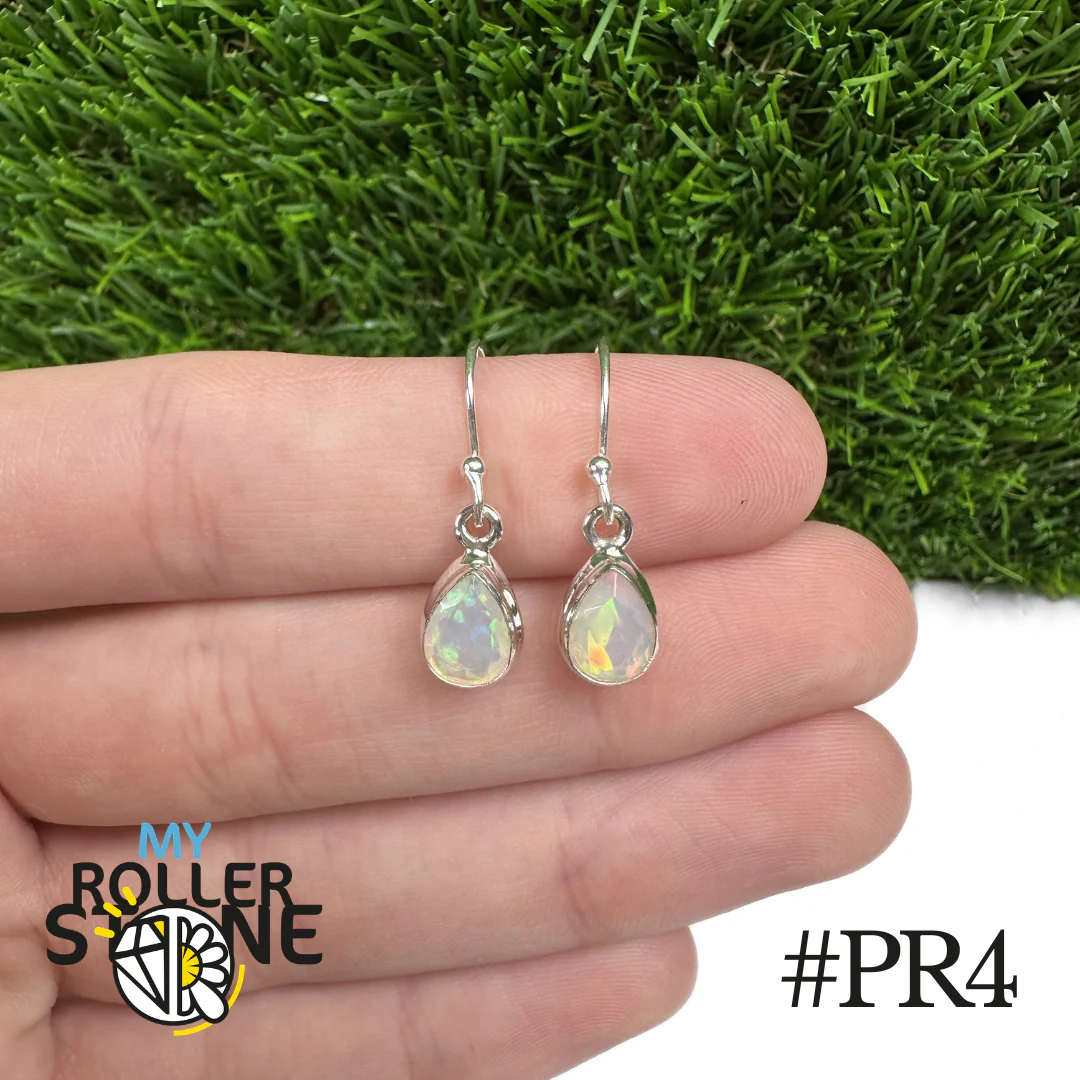 Boucles d'oreilles Opale Éthiopienne Poire Rebord 9X7 MM En Argent 925 - Image 4