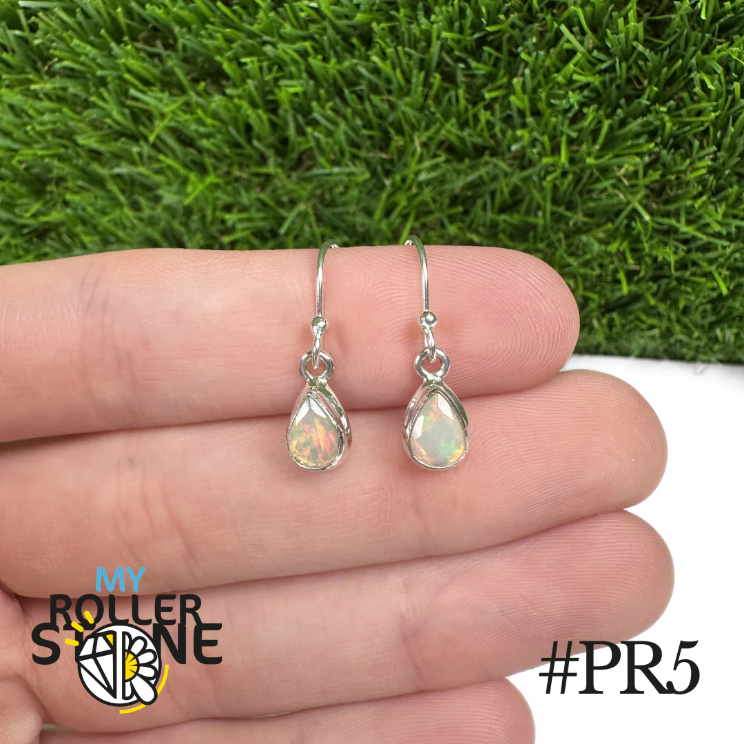 Boucles d'oreilles Opale Éthiopienne Poire Rebord 9X7 MM En Argent 925 - Image 5