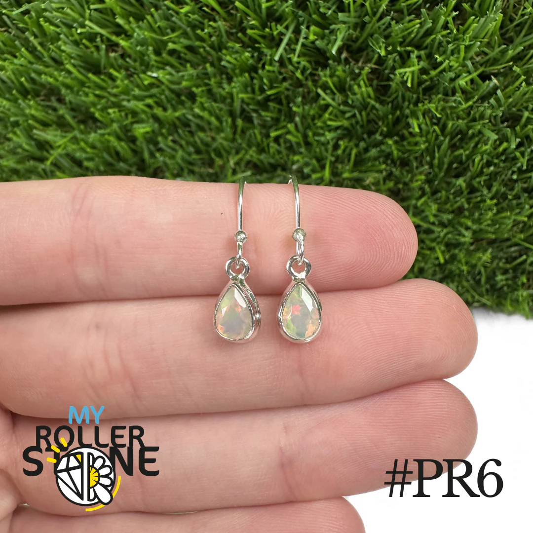Boucles d'oreilles Opale Éthiopienne Poire Rebord 9X7 MM En Argent 925 - Image 6