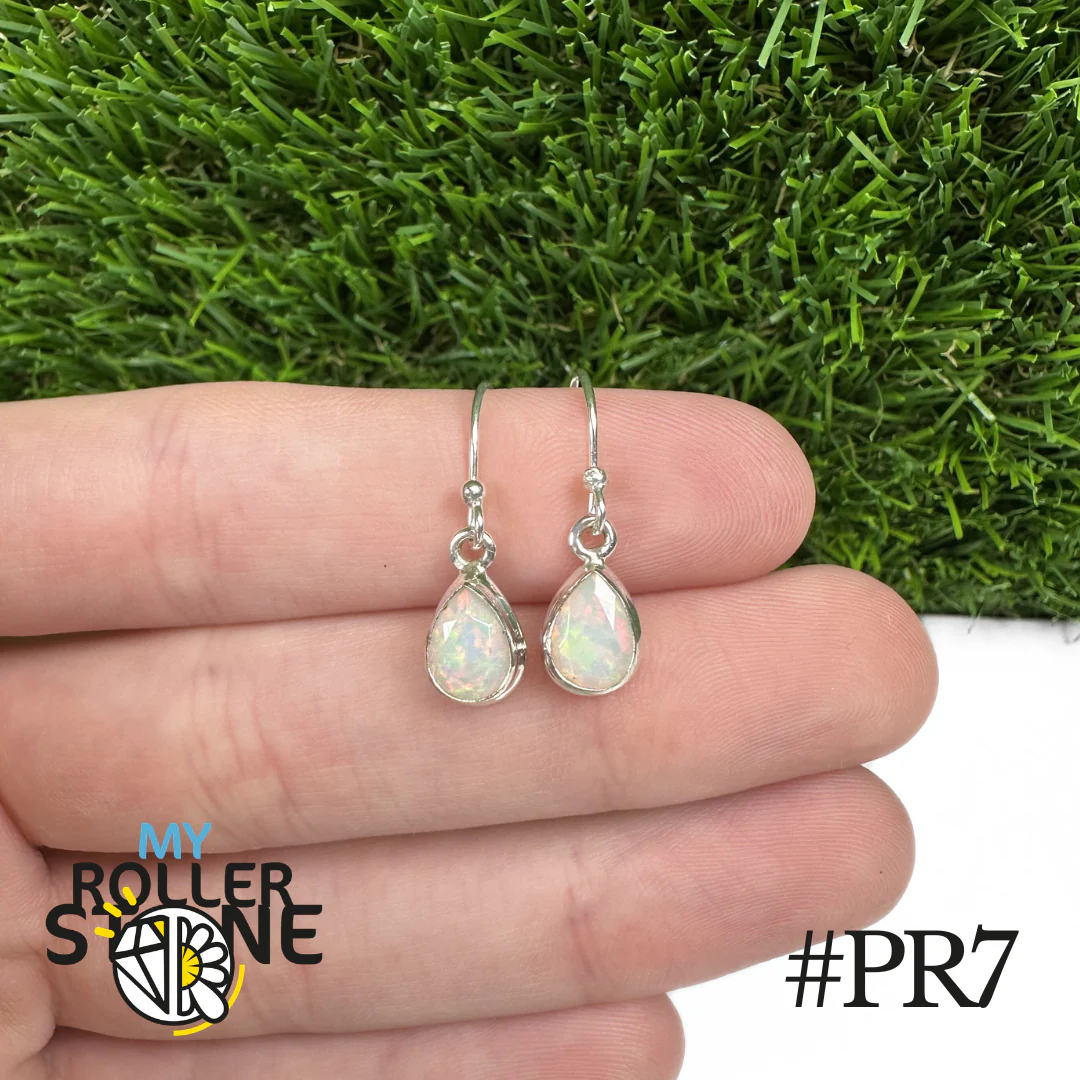 Boucles d'oreilles Opale Éthiopienne Poire Rebord 9X7 MM En Argent 925 - Image 7