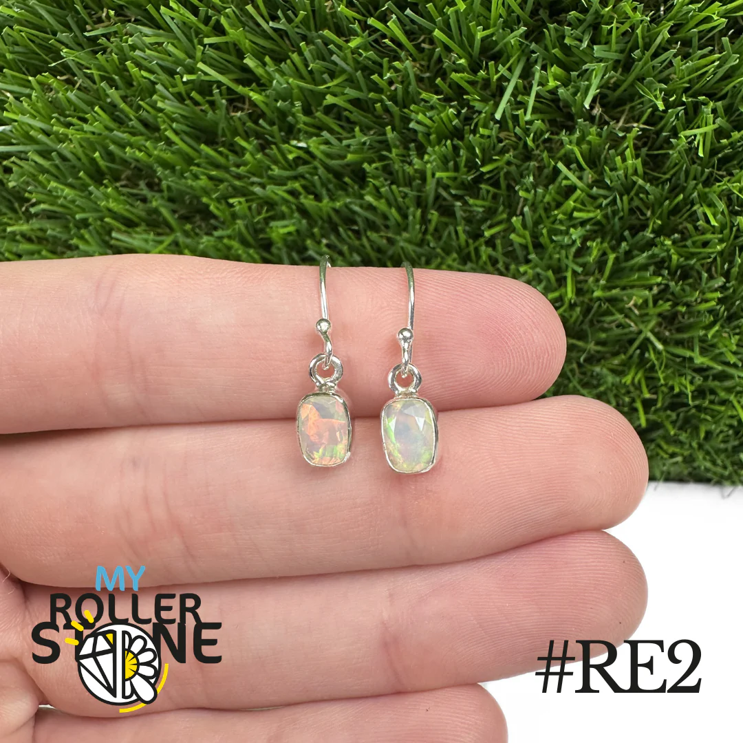 Boucles d’Oreilles Opale Éthiopienne Rectangle 8x6MM En Argent 925 - Image 2