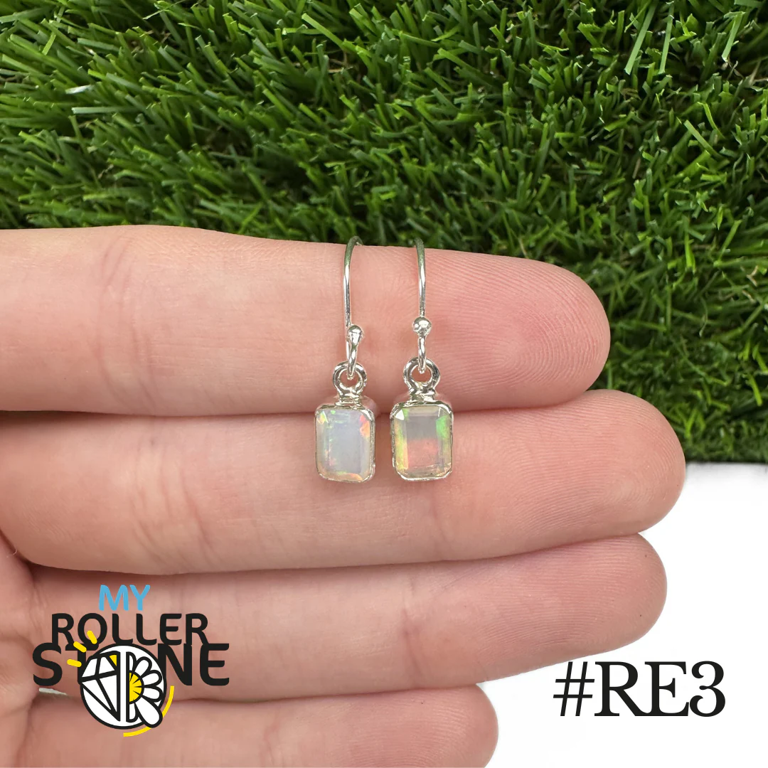 Boucles d’Oreilles Opale Éthiopienne Rectangle 8x6MM En Argent 925 - Image 3