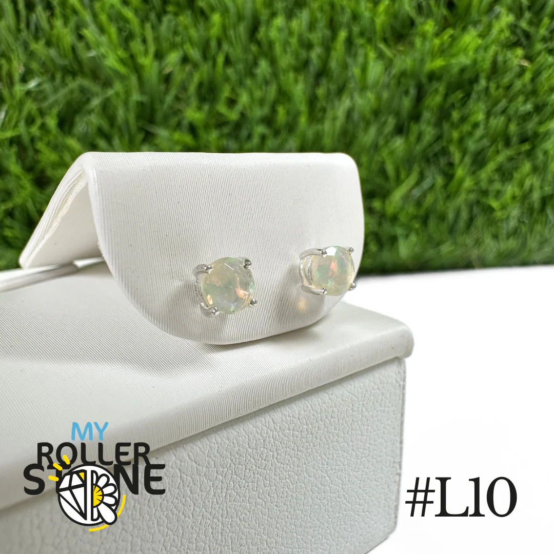 Boucles d'oreilles Opale Éthiopienne Rond 4X4 MM En Argent 925 #L10