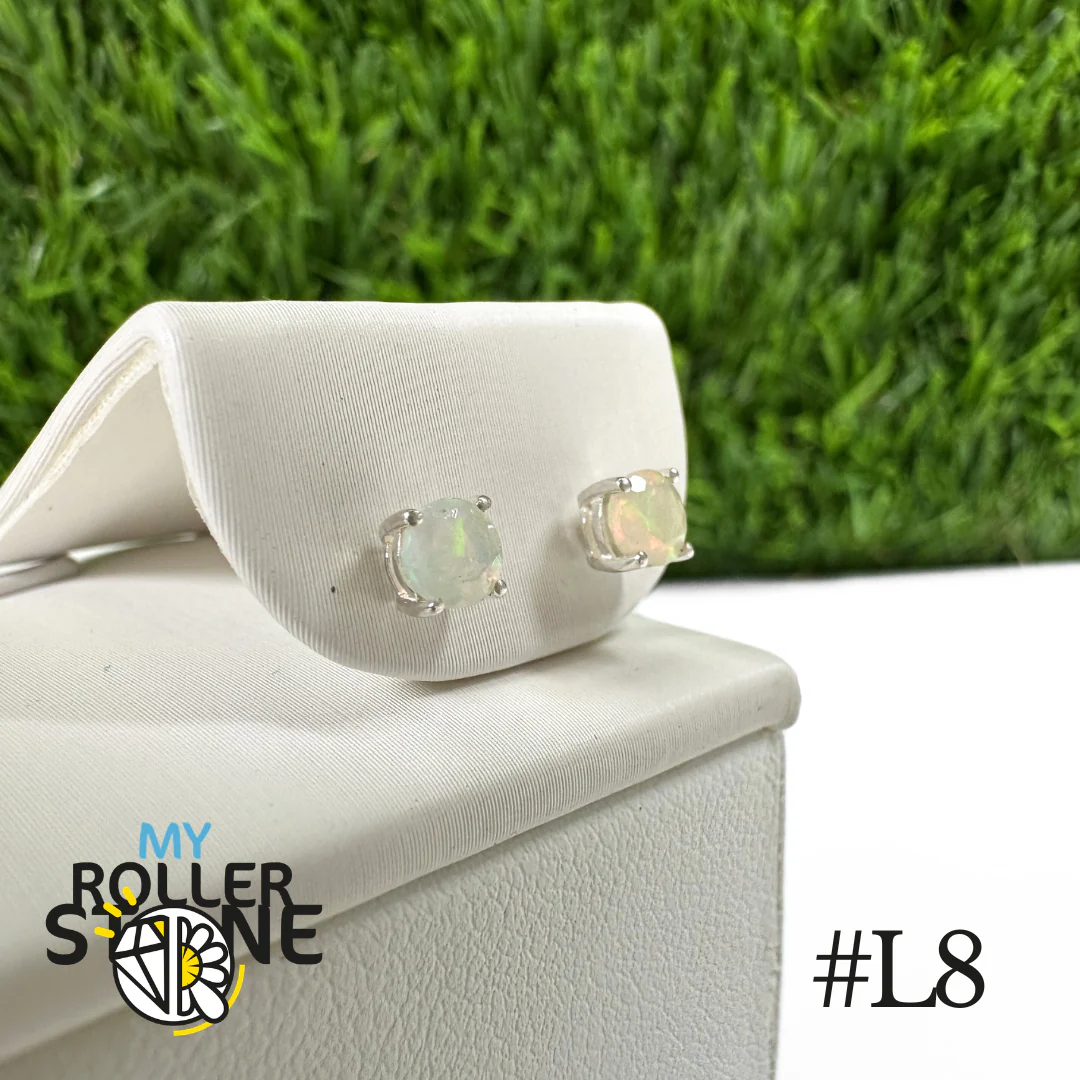 Boucles d'oreilles Opale Éthiopienne Rond 4X4 MM En Argent 925 #L8