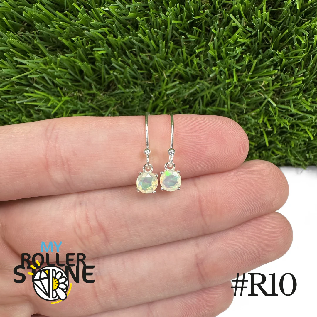 Boucles d'oreilles Opale Éthiopienne Rond 5X5 MM En Argent 925 #R10