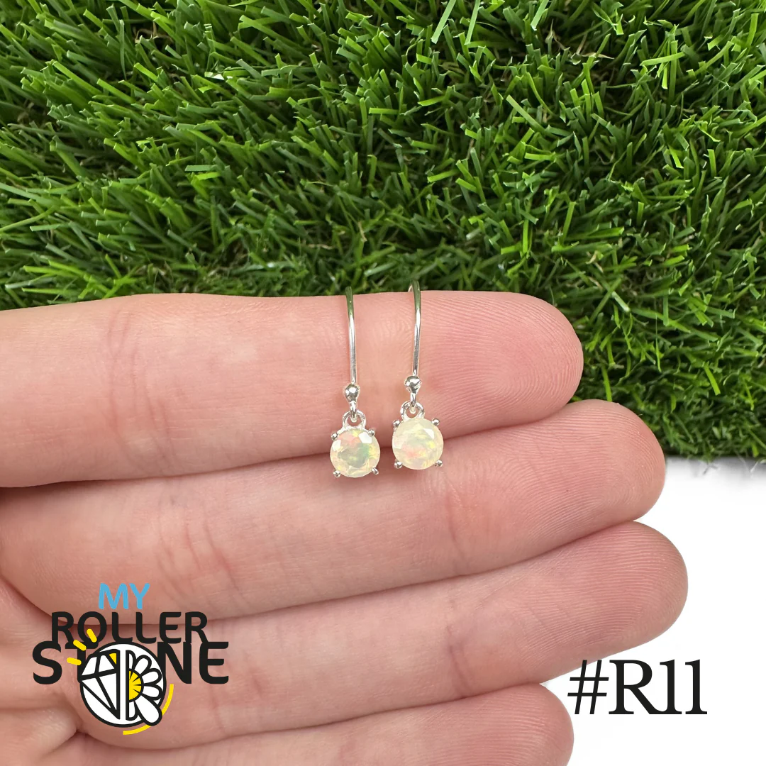 Boucles d'oreilles Opale Éthiopienne Rond 5X5 MM En Argent 925 #R11