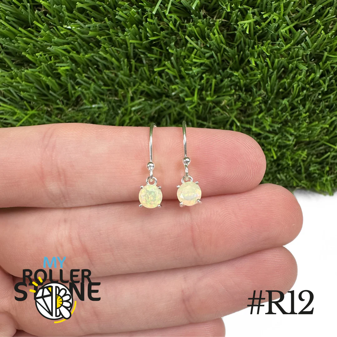 Boucles d'oreilles Opale Éthiopienne Rond 5X5 MM En Argent 925 #R12