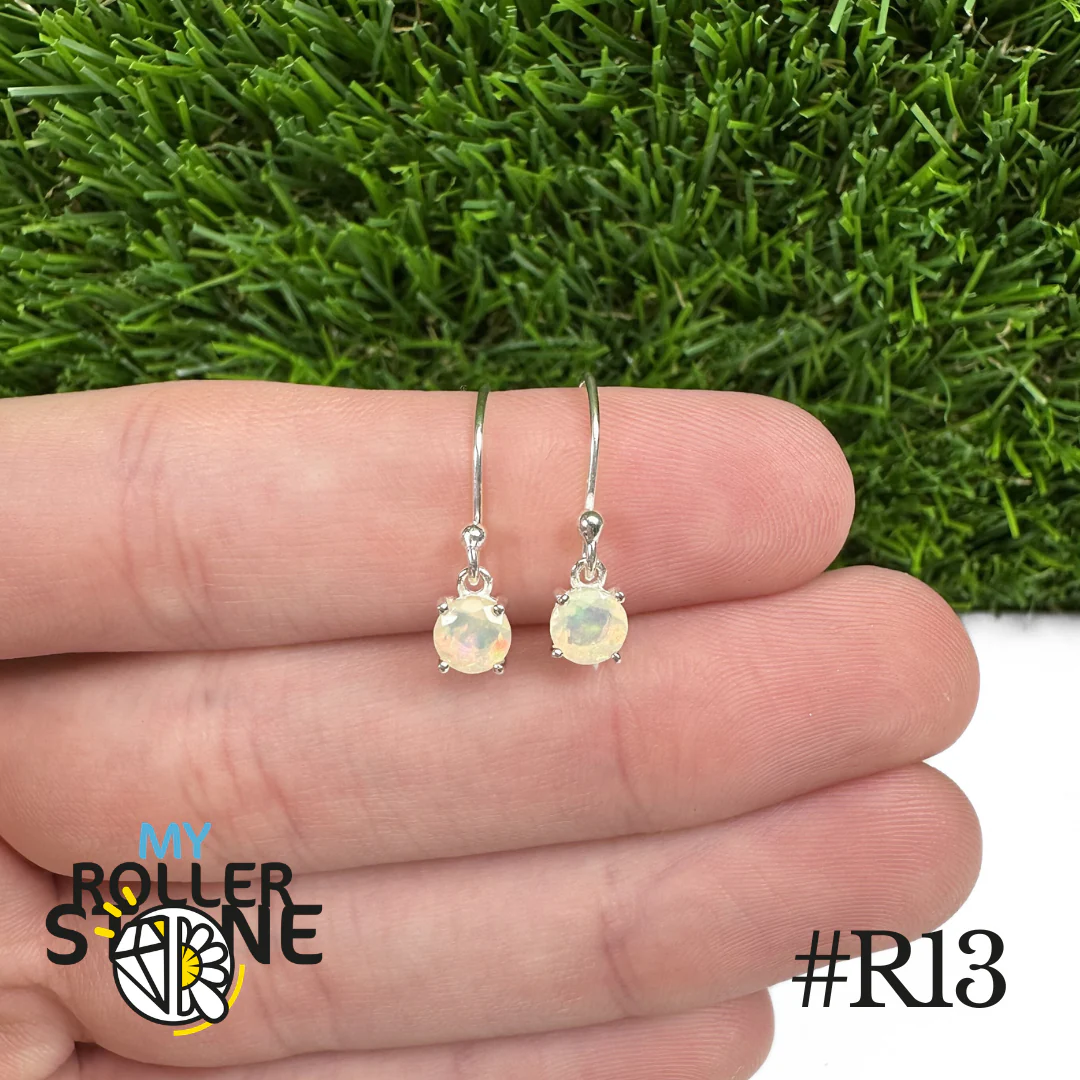 Boucles d'oreilles Opale Éthiopienne Rond 5X5 MM En Argent 925 #R13