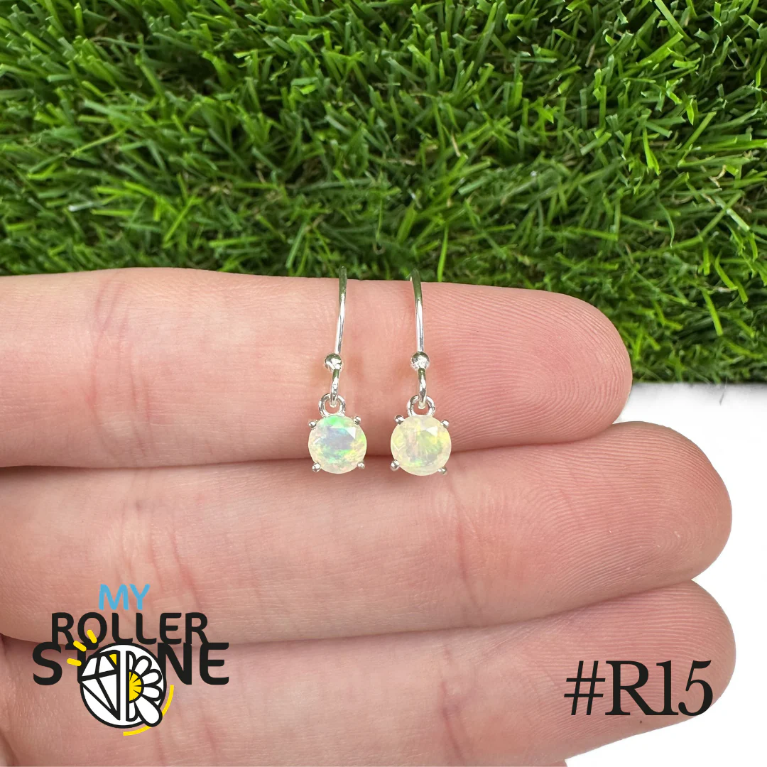 Boucles d'oreilles Opale Éthiopienne Rond 5X5 MM En Argent 925 #R15