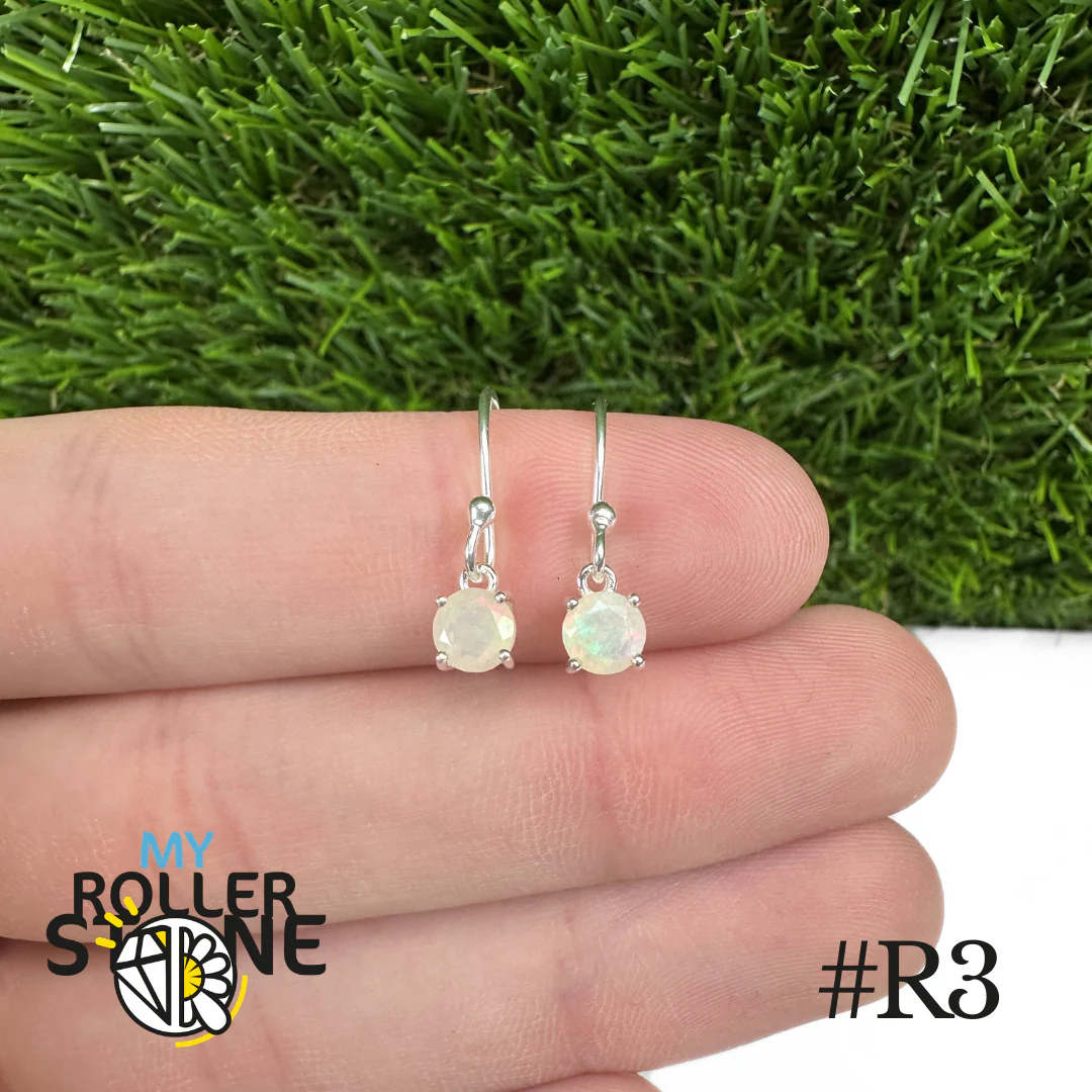 Boucles d'oreilles Opale Éthiopienne Rond 5X5 MM En Argent 925 #R3