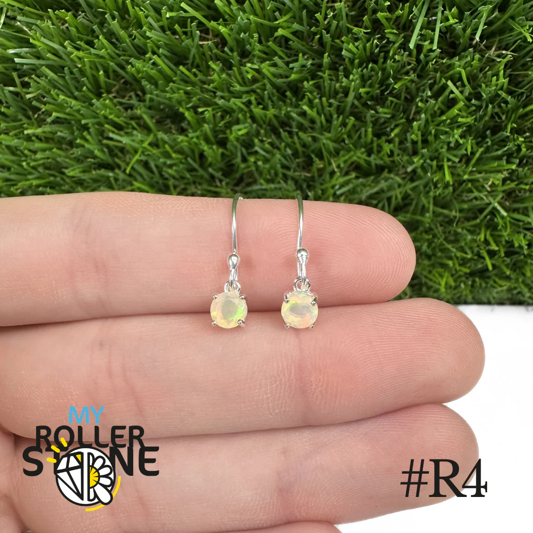 Boucles d'oreilles Opale Éthiopienne Rond 5X5 MM En Argent 925 #R4