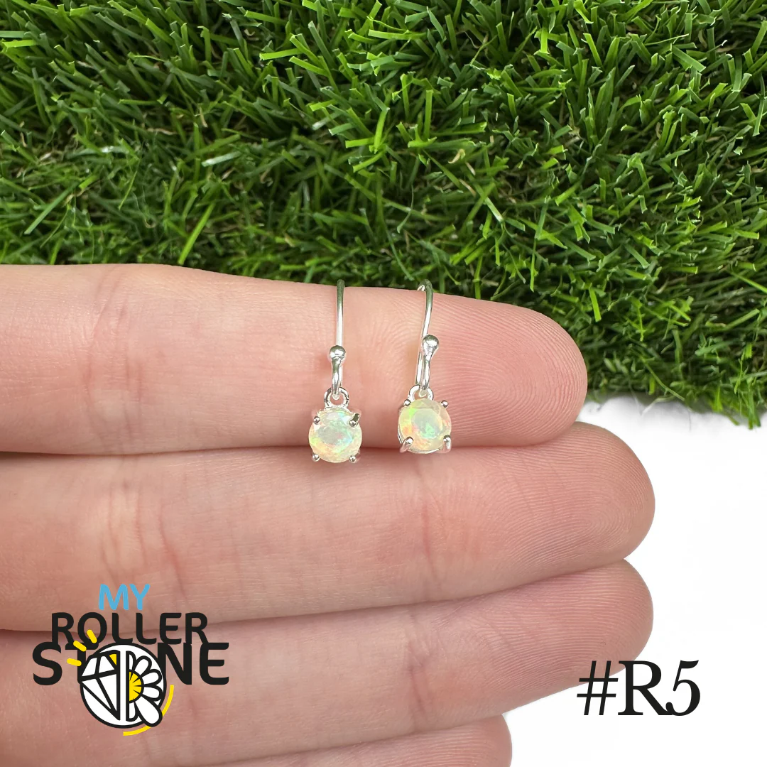 Boucles d'oreilles Opale Éthiopienne Rond 5X5 MM En Argent 925 #R5