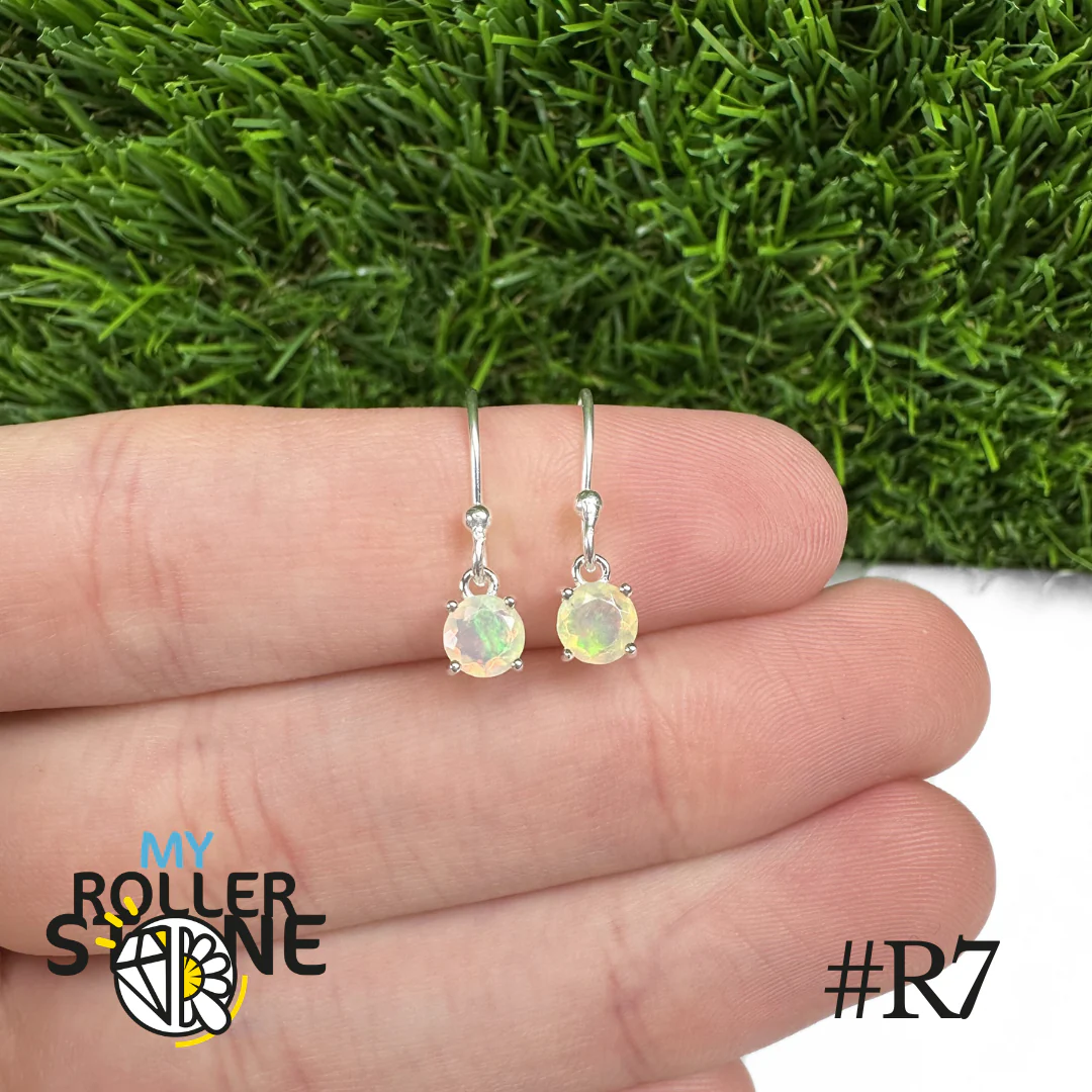 Boucles d'oreilles Opale Ăthiopienne Rond 5X5 MM En Argent 925 #R7