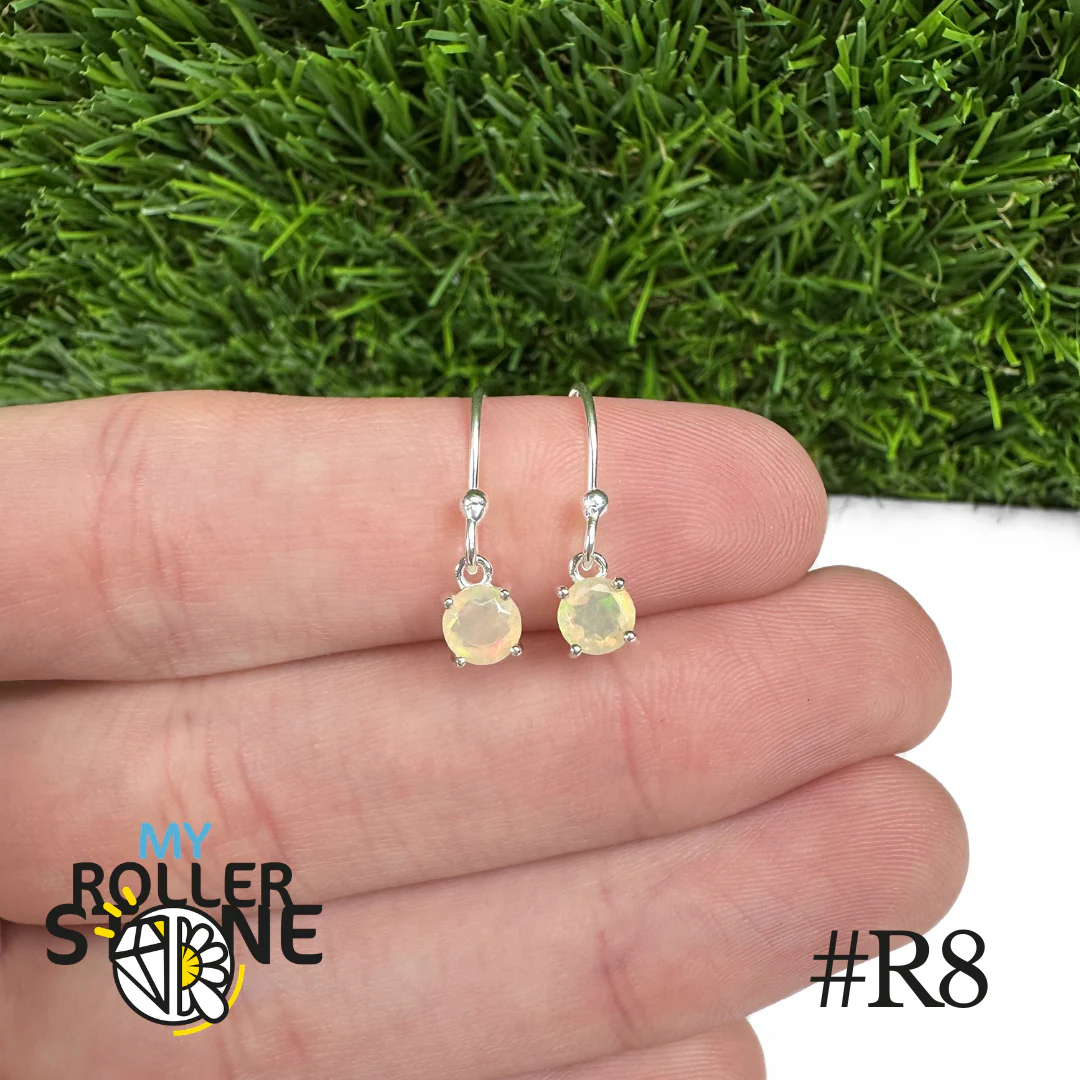 Boucles d'oreilles Opale Éthiopienne Rond 5X5 MM En Argent 925 #R8