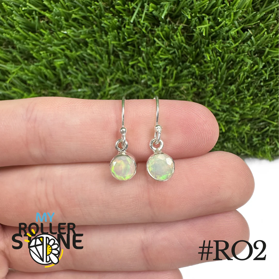 Boucles d'oreilles Opale Éthiopienne Rond 6,5X6,5 MM En Argent 925 - Image 2
