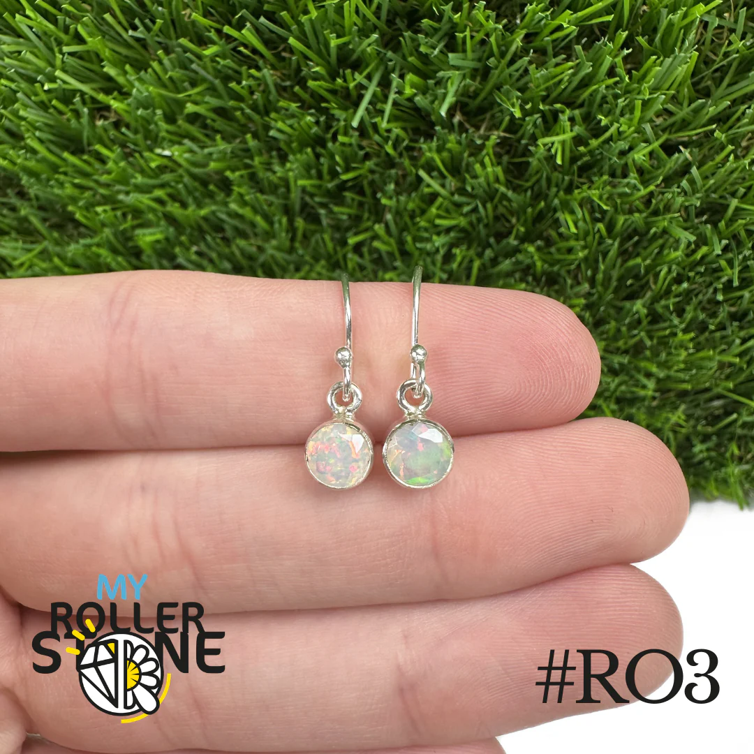 Boucles d'oreilles Opale Éthiopienne Rond 6,5X6,5 MM En Argent 925 - Image 3