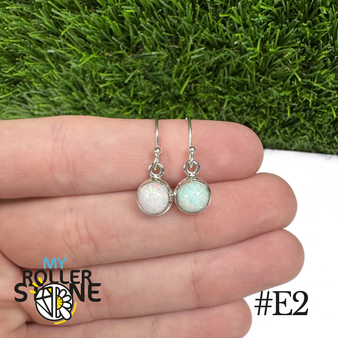 Boucles d'oreilles Opale Éthiopienne Rond Rebord 7,5X7,5 MM En Argent 925 - Image 2