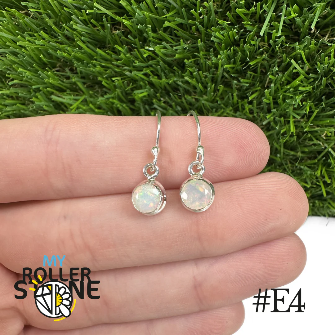 Boucles d'oreilles Opale Éthiopienne Rond Rebord 7,5X7,5 MM En Argent 925 - Image 4