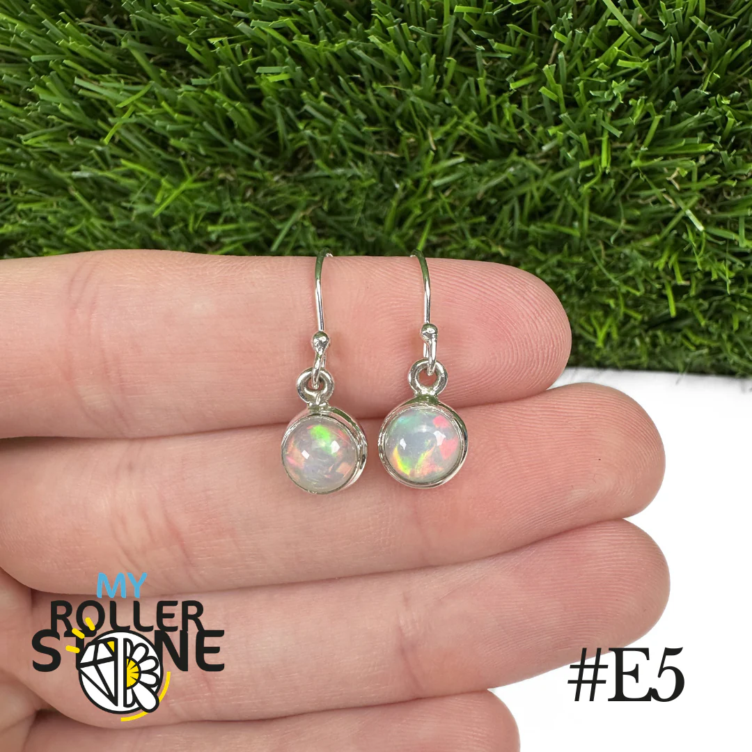 Boucles d'oreilles Opale Éthiopienne Rond Rebord 7,5X7,5 MM En Argent 925 - Image 5
