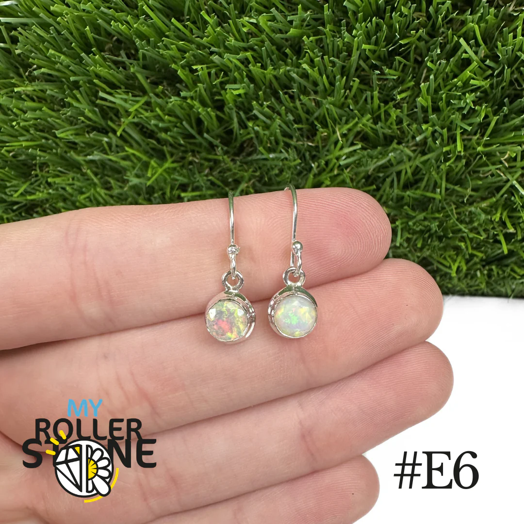 Boucles d'oreilles Opale Éthiopienne Rond Rebord 7,5X7,5 MM En Argent 925 - Image 6