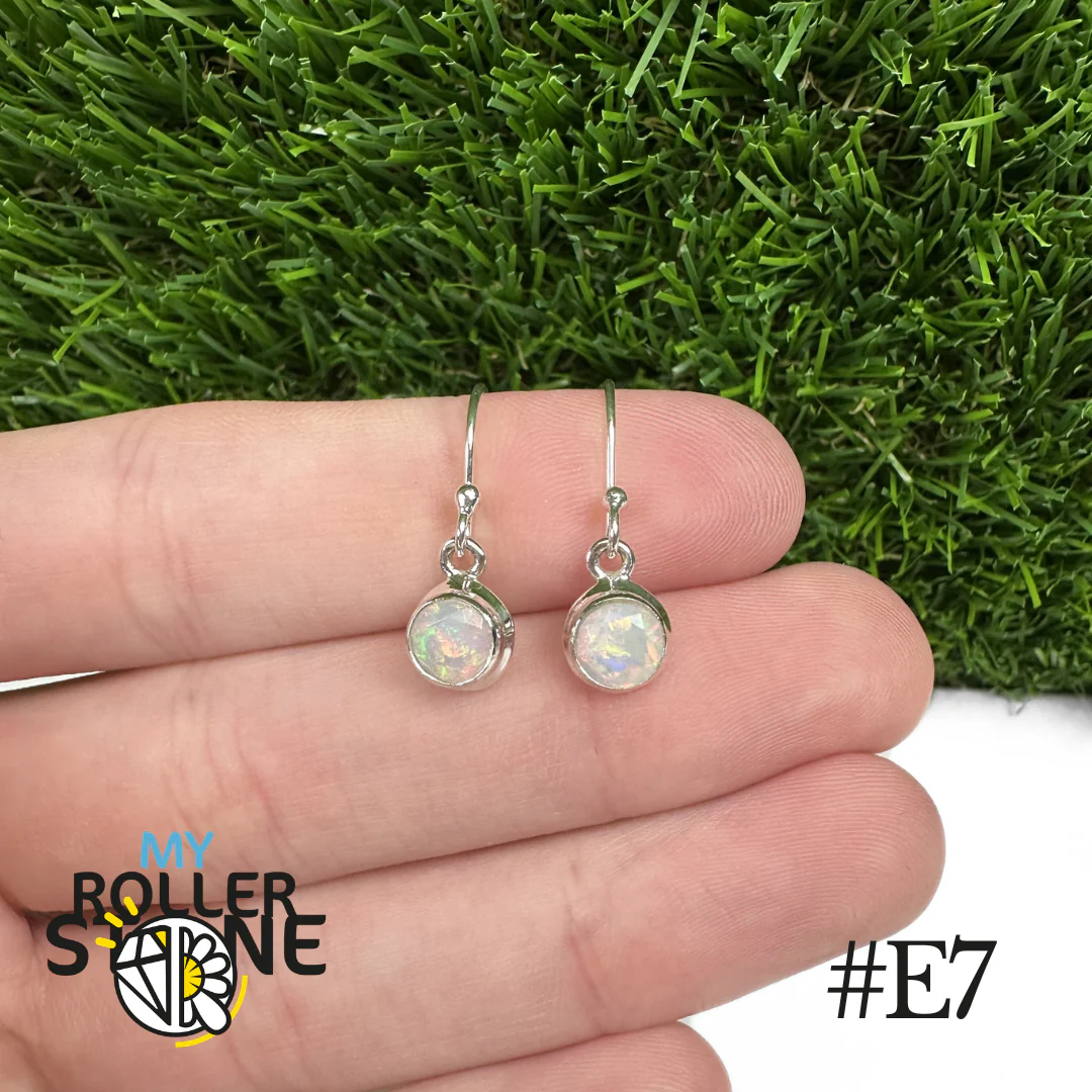 Boucles d'oreilles Opale Éthiopienne Rond Rebord 7,5X7,5 MM En Argent 925 - Image 7