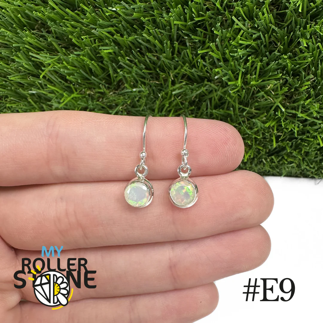 Boucles d'oreilles Opale Éthiopienne Rond Rebord 7,5X7,5 MM En Argent 925 - Image 9