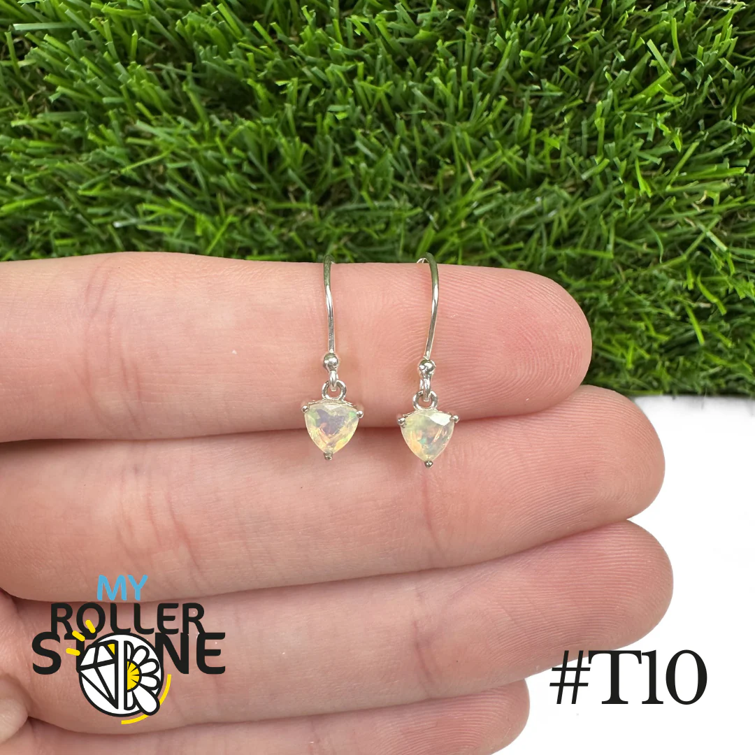 Boucles d'oreilles Opale Éthiopienne Trillon 5X5 MM En Argent 925 #T10