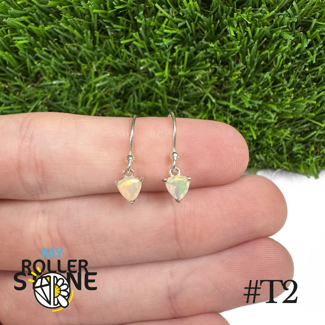 Boucles d'oreilles Opale Éthiopienne Trillon 5X5 MM En Argent 925 #T2