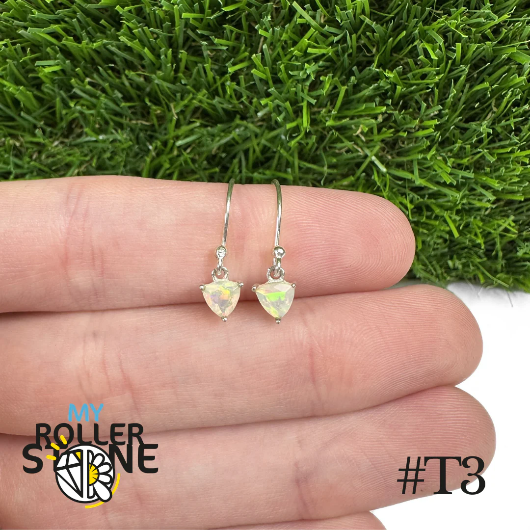 Boucles d'oreilles Opale Éthiopienne Trillon 5X5 MM En Argent 925 #T3