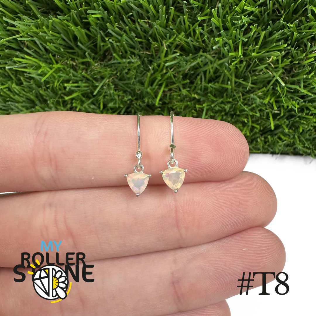 Boucles d'oreilles Opale Éthiopienne Trillon 5X5 MM En Argent 925 #T8